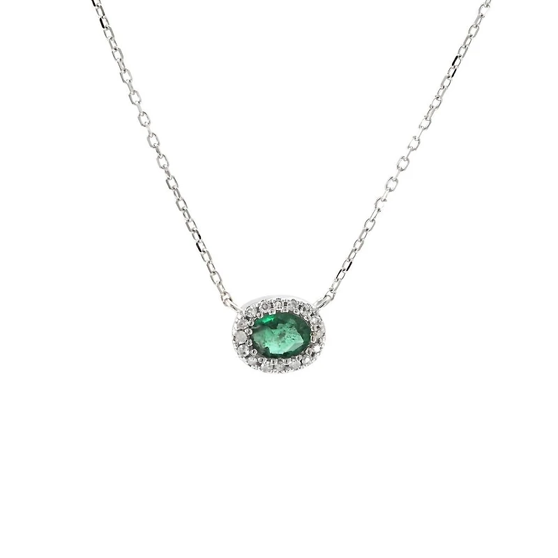 Oval Emerald Diamond Necklace