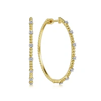 Diamond Dotted Gold Hoop Earrings 40mm