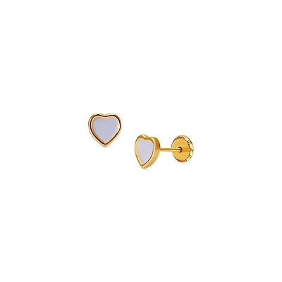 Mother Pearl Heart 4.5MM Stud Earrings