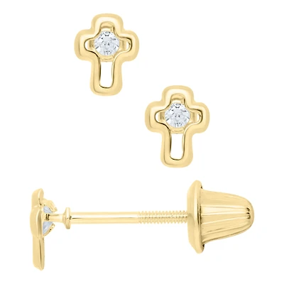Cross Zirconia Kids Stud Earrings