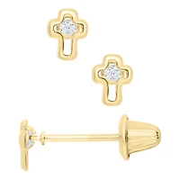 Cross Zirconia Kids Stud Earrings