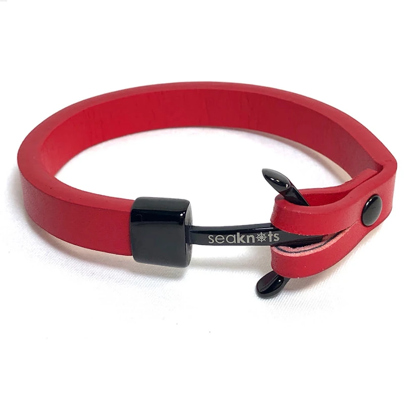 Black Anchor Leather Bracelet