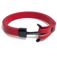 Black Anchor Leather Bracelet