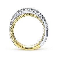 Beaded Strands Diamond Crossing Ring