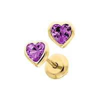 Birthstone Heart Kids Stud Earrings - February
