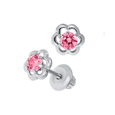 Pink Flower Kids Stud Earrings