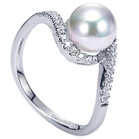 Pearl Diamond Bypass Ring