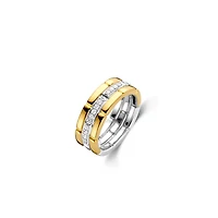 Link Triple Golden Pave Ring