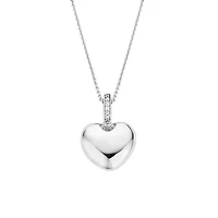 Puffy Heart Silver Necklace