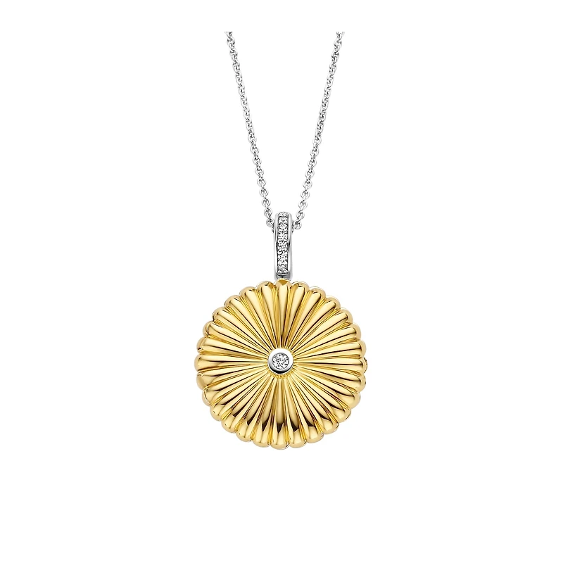 Ribbed Daisy Locket Necklace