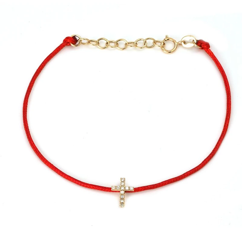 Cross Diamond Cord Bracelet