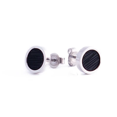 Black IP 8mm Stud Earrings