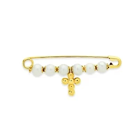 14K Yellow Gold Baby Pin Pearl Dangle