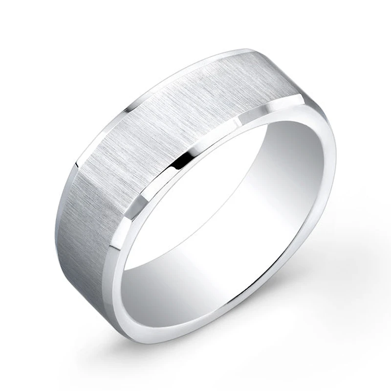 Cobalt Satin Center Square 7mm Ring