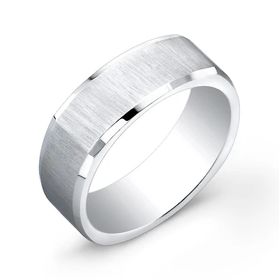 Cobalt Satin Center Square 7mm Ring