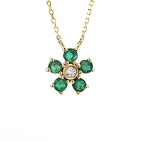 Emerald and Diamond Flower Necklace