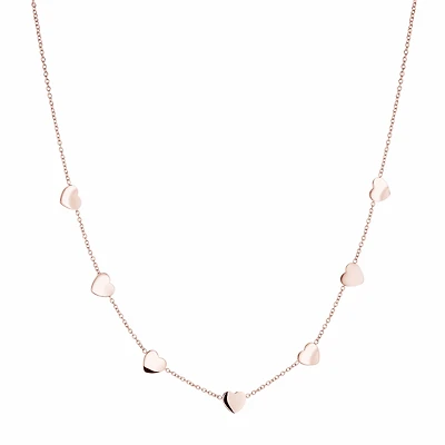 7 Heart Rose IP Steel Necklace