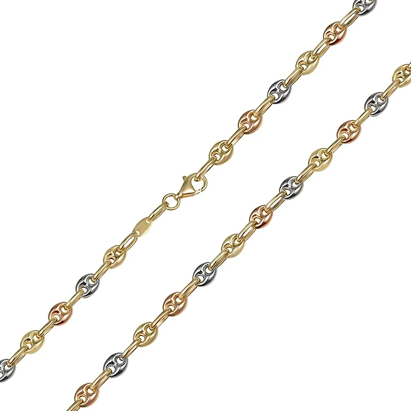Tri Gold 5MM Puffed Mariner Chain