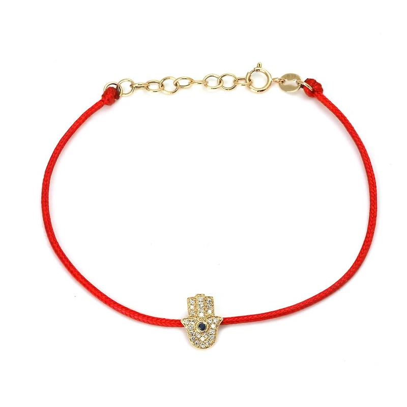 Hamsa Diamond Cord Bracelet