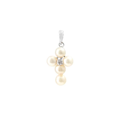 Pearls Cross with Diamond Pendant