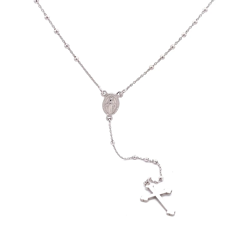 2MM Silver Rosary Necklace