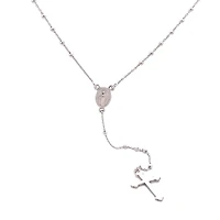 2MM Silver Rosary Necklace