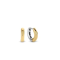 14.4mm Two Tone Huggie Earrings