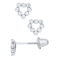 White Gold Heart Zirconia Kids Earrings