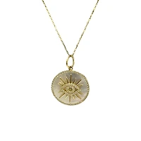 Evil Eye Mother Pearl Diamond Necklace