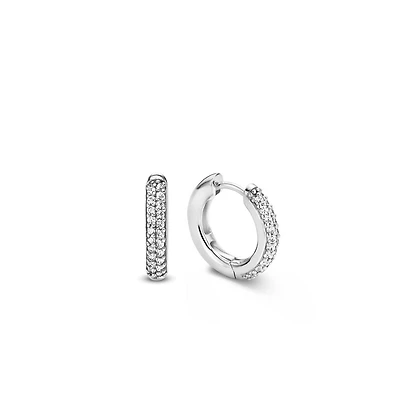 Pave huggie Earrings 17.5mm
