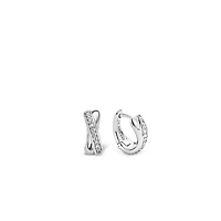 Pave X Hoop Earrings