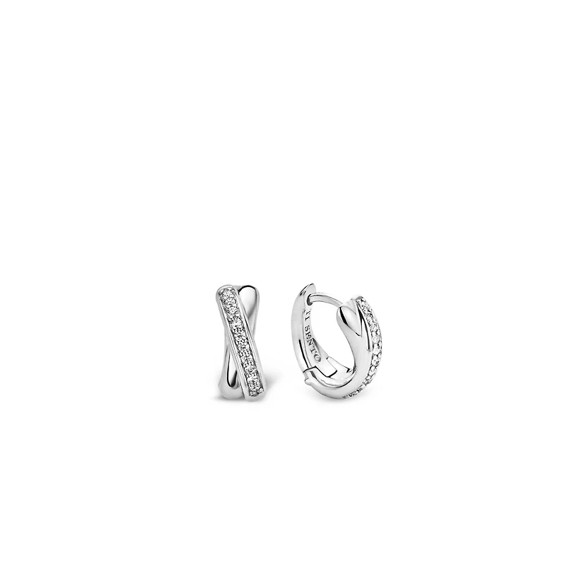 Pave X Hoop Earrings