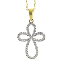 Open Diamond Cross Two Tone Necklace