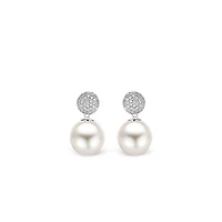 Pearl and Pave Drop Earrings
