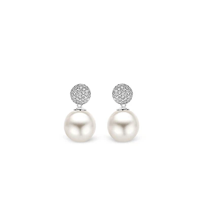 Pearl and Pave Drop Earrings