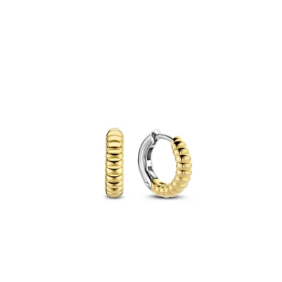 Ribbed Skinny Golden Huggie Earrings
