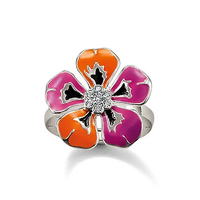 Orange Purple Flower Ring