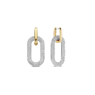 Golden Pave Link Earrings