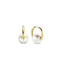 Golden Pearl Hoop Earrings