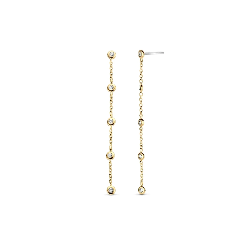 Bezel Drop Linear Golden Earrings