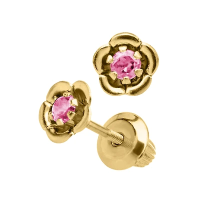 Birthstone Flower Kids Stud Earrings - October