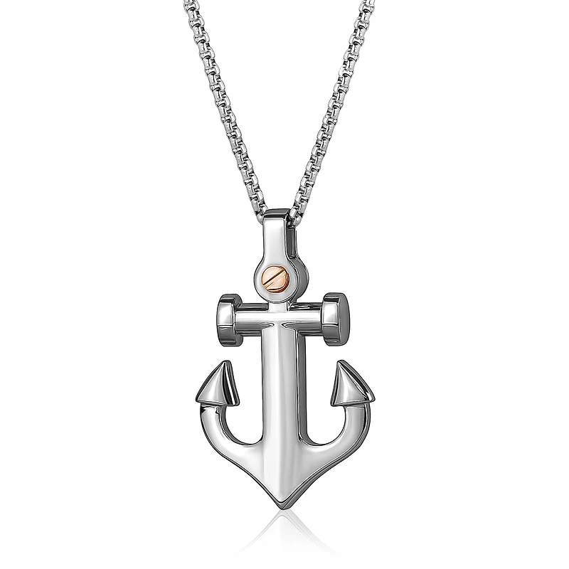 Anchor Steel/RoseNecklace