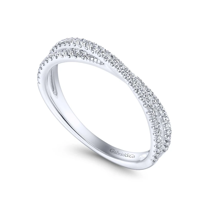 Diamond Criss cross White Gold Ring