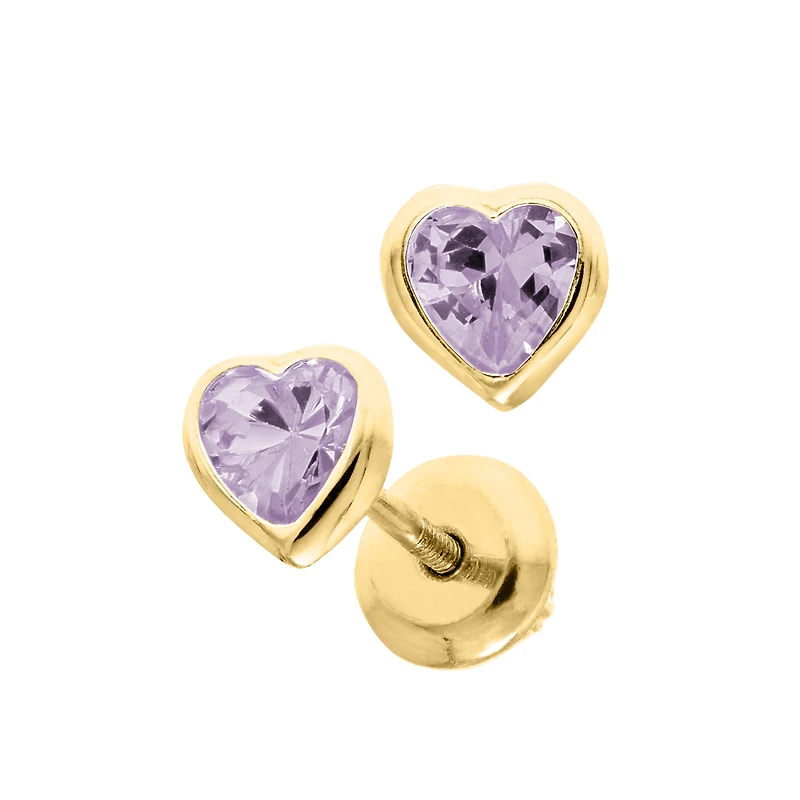 Birthstone Heart Kids Stud Earrings - June
