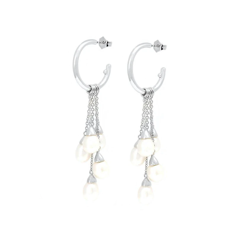 Pearl Strand Huggie Earrings