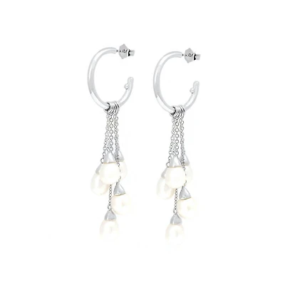 Pearl Strand Huggie Earrings