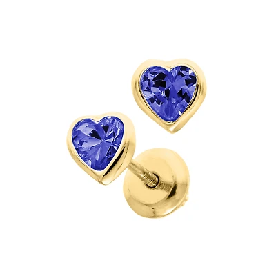 Birthstone Heart Kids Stud Earrings - September