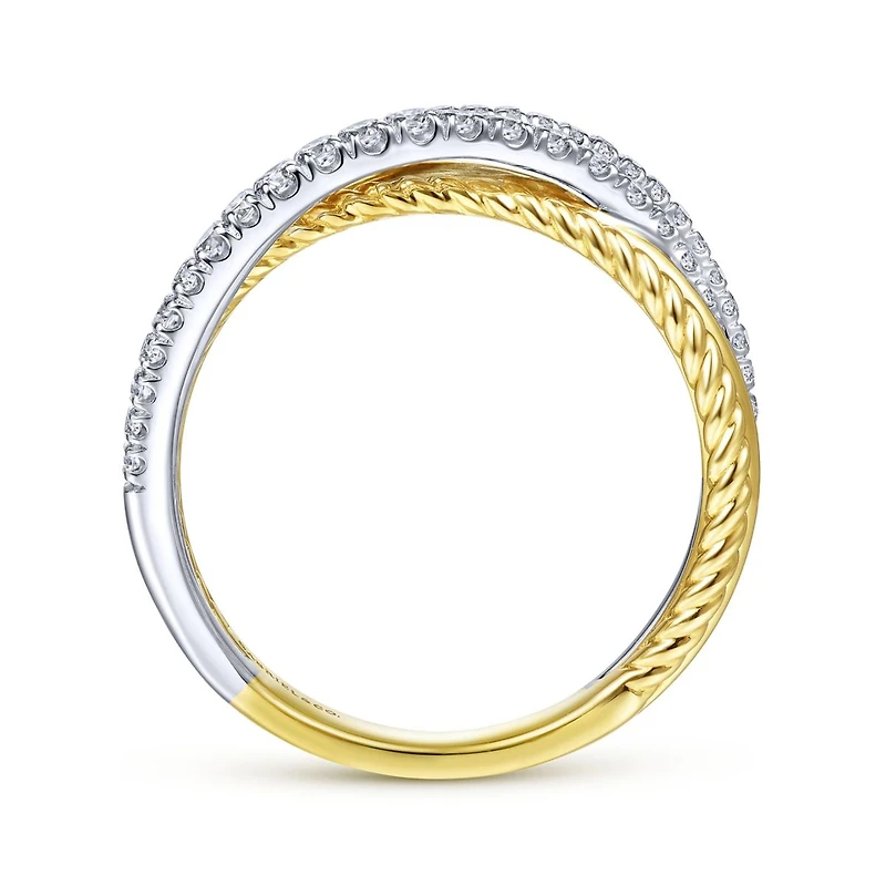 Two Tone Diamond Twist Ring
