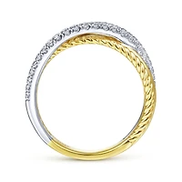 Two Tone Diamond Twist Ring