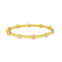 Pink and White Flowers Kids Bangle Bracelet